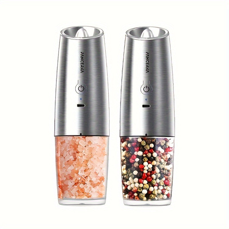 Электрический набор мельниц для перца и соли, перерабатываемый, без батареи, с USB-C, перезаряжаемый, регулируемый крупность, светодиодный свет