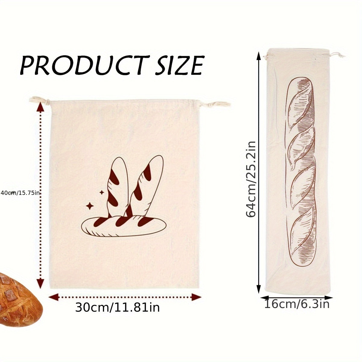 Bolsa reutilizable de lino para pan artesanal, almacenamiento ecológico y seguro para alimentos