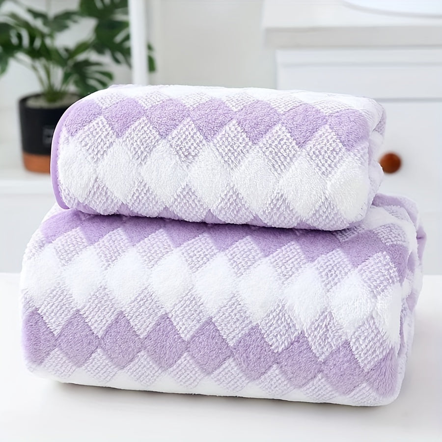 Lattice Cotton Towel Set with Hand and Bath Towels Quick-Drying Soft Skin-Friendly