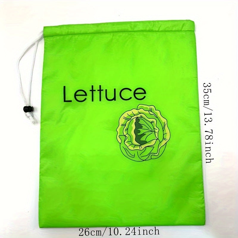 Large Green Vegetable Preservation Food Storage Bag with Drawstring