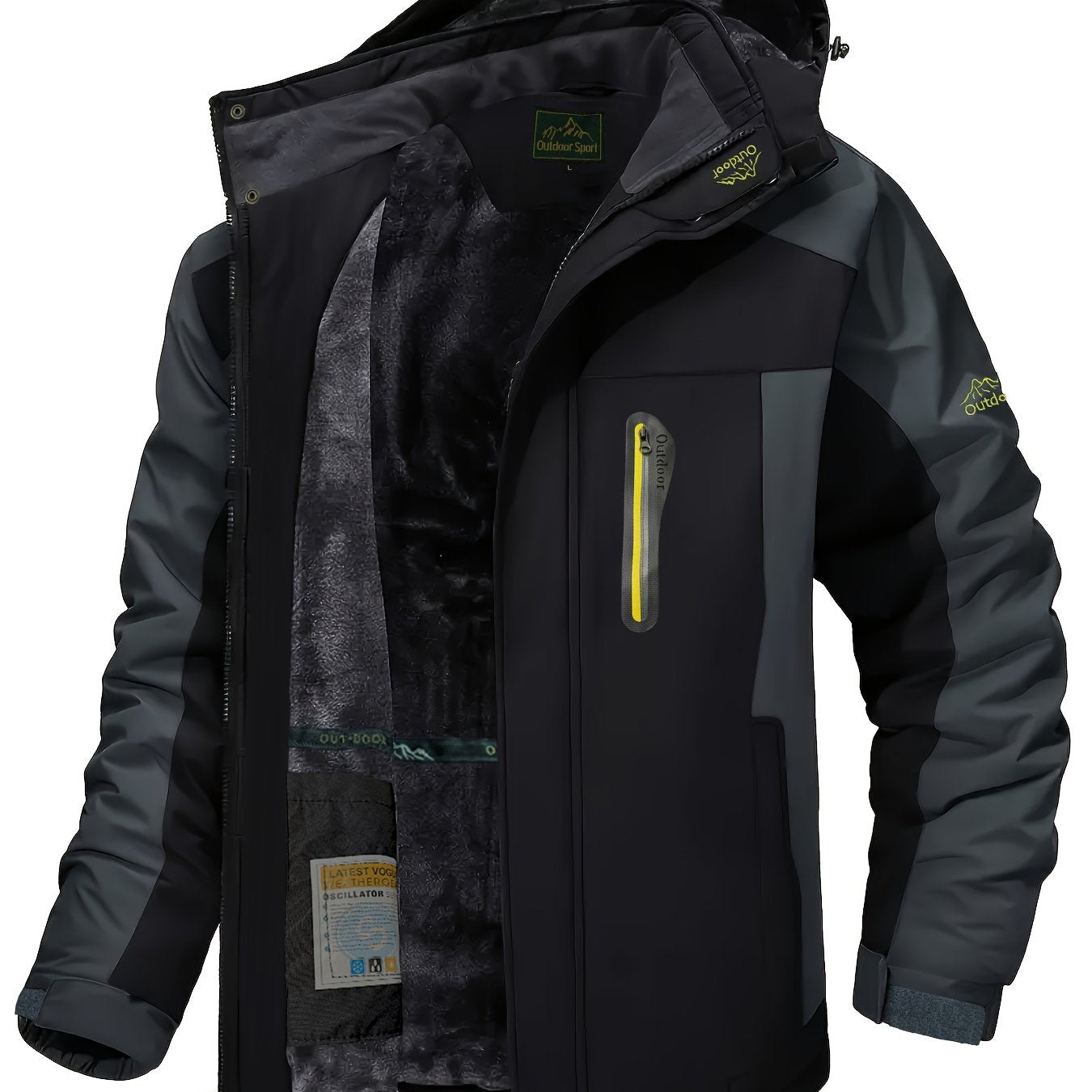 Men's Winter Jacket with Detachable Hood Breathable Waterproof Multiple Pockets Outdoor Ski Hiking