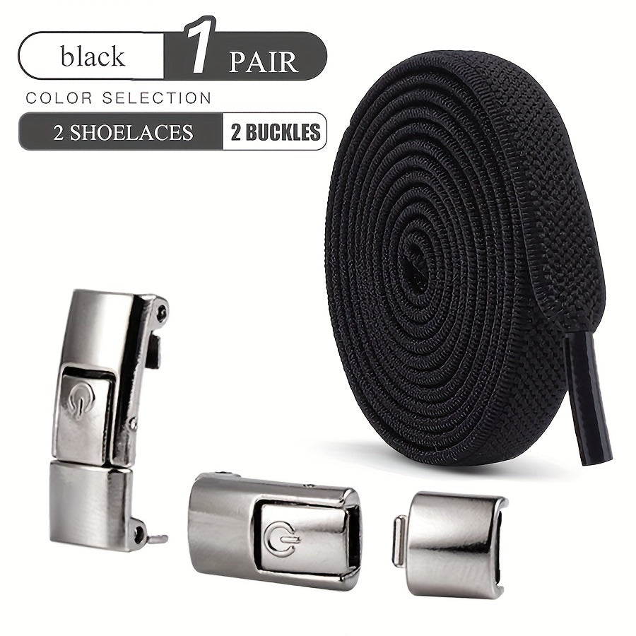 Unisex Stretch Rubber Shoe Laces Tieless Shoelaces With Buckle