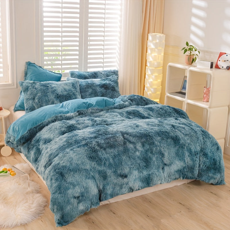Y2K Tie Dye Plush Duvet Cover Set Includes 1 Duvet Cover and 2 Pillowcases Soft Warm Bedding