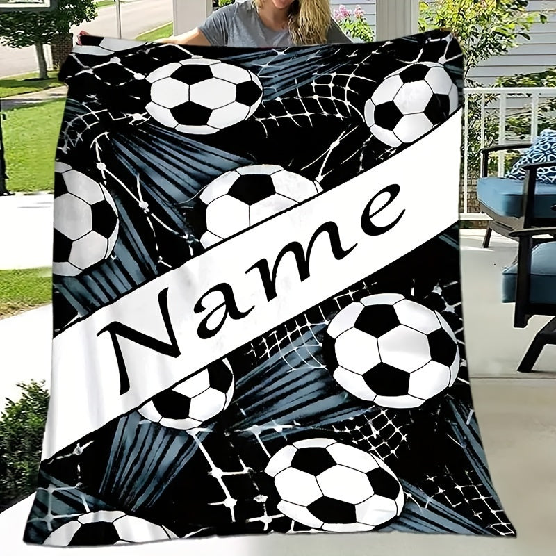 Football Pattern Flannel Blanket for Home Decor Cozy Soft Lounge Bed Use