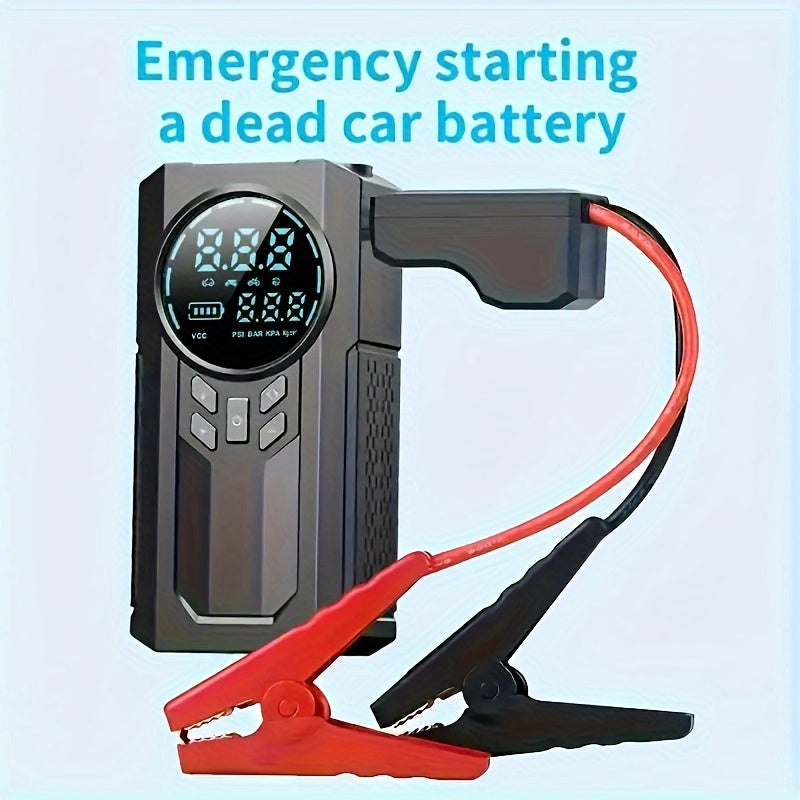 Kit de reparación de emergencia portátil para coche con batería de litio de 8000mAh, compresor de aire inalámbrico, pantalla digital y luz LED
