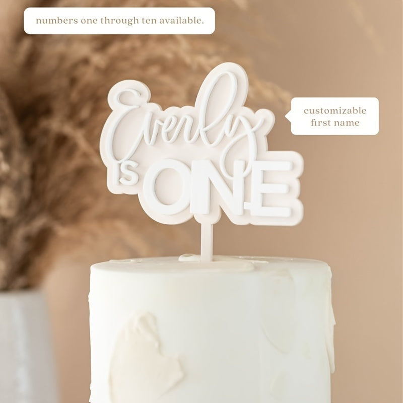 Personalized Acrylic Cake Topper White Custom Name and Number for Birthdays and Parties