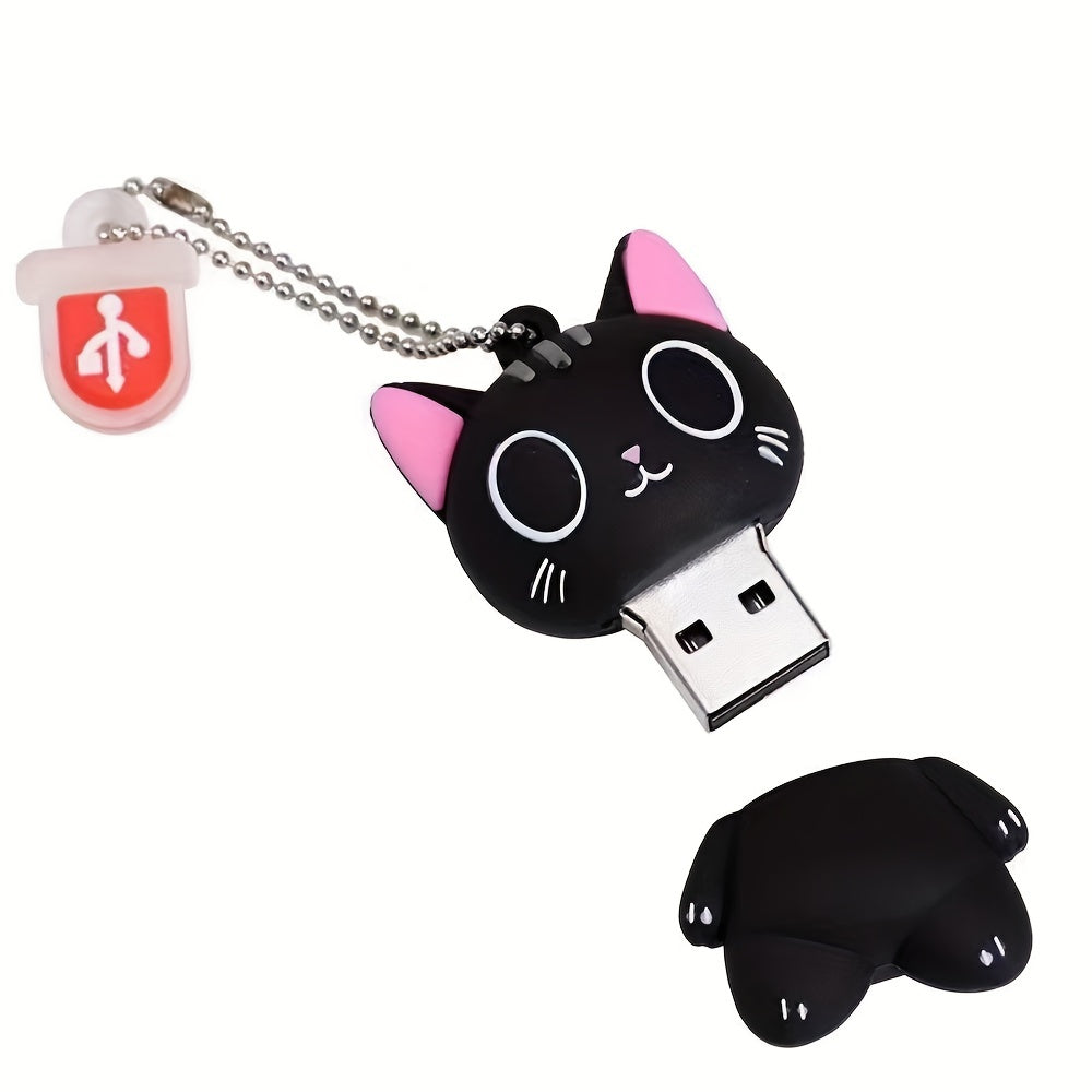 Cute Cat USB Flash Drive 128GB Silicone Portable Data Storage Device