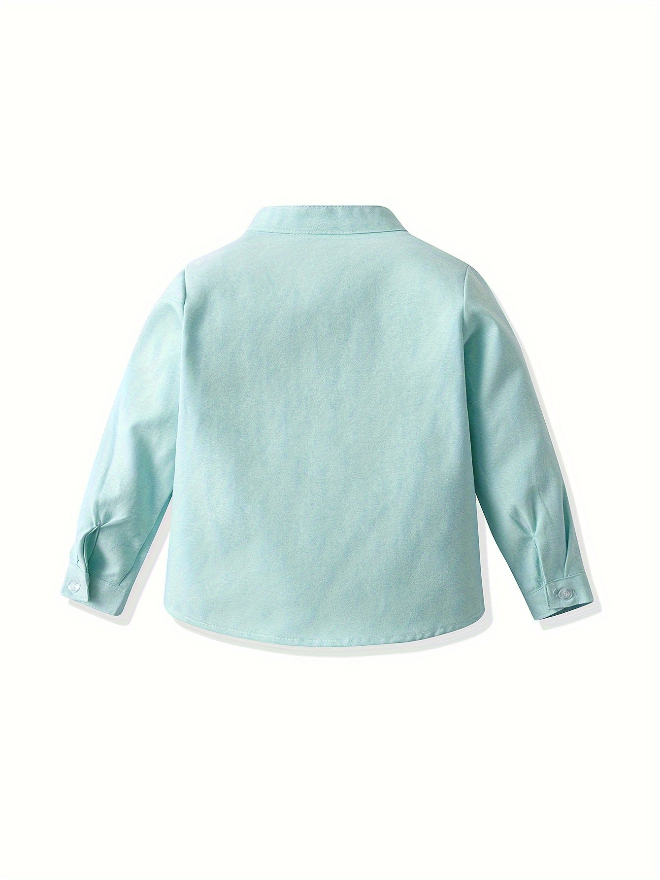 Camisa de manga larga rosa para niños con bolsillo en el pecho y botón, mezcla de algodón para bodas y fiestas