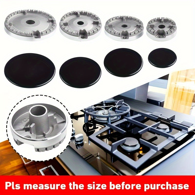 4-Pack Aluminum Alloy Gas Stove Knob Covers and Burner Caps Set for Gas Ranges