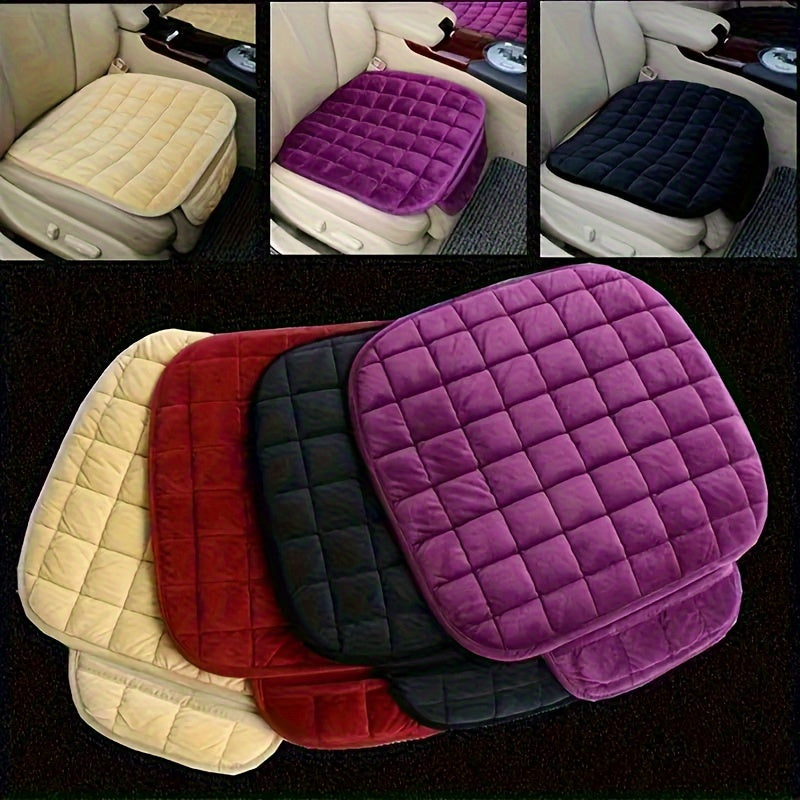 Car Seat Cushion with Sponge Filling Breathable Non-Slip Lightweight All-Season Beige Quilted