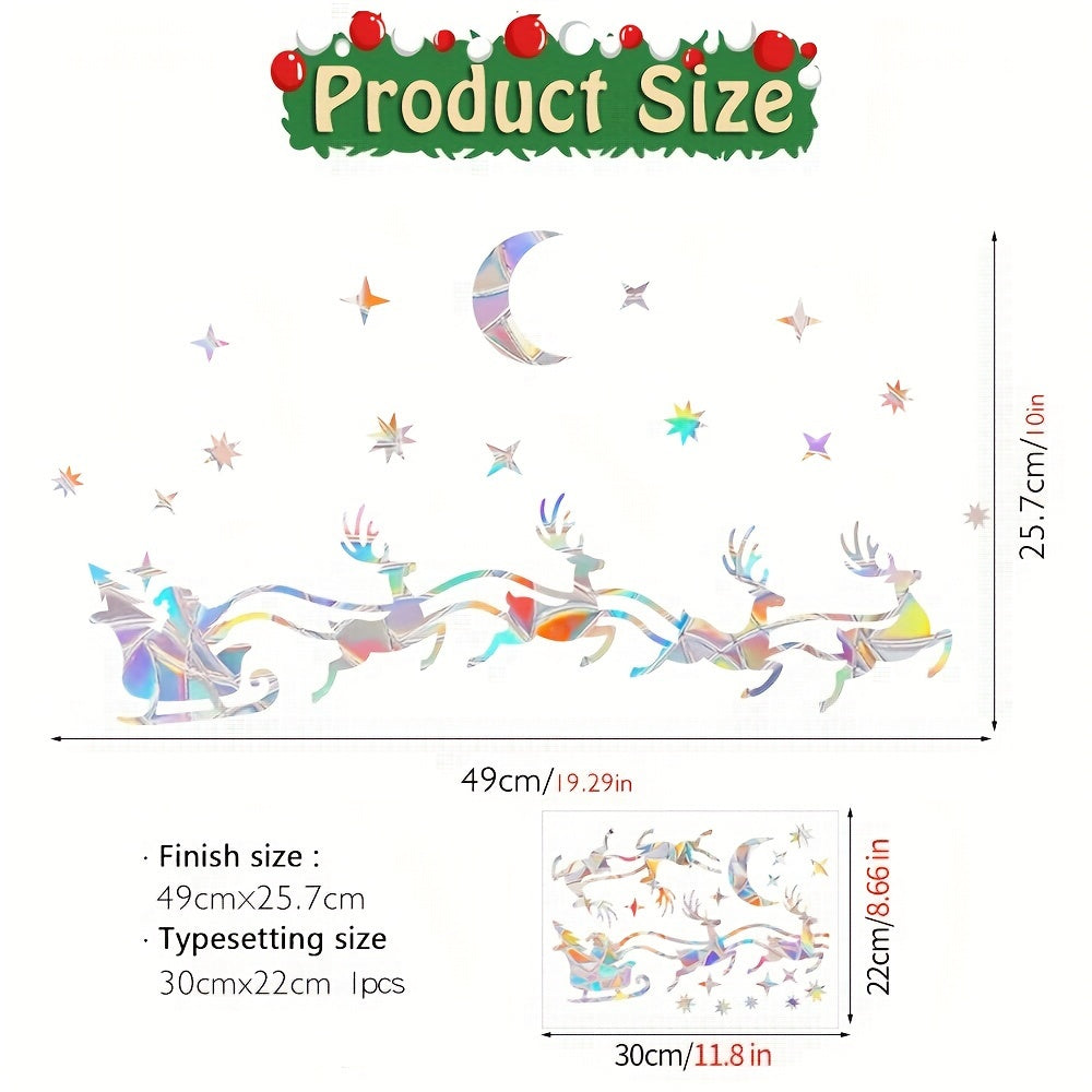 Reusable Static Cling Stickers Set Rainbow Prism Holiday Window Decals Snowflake Bird