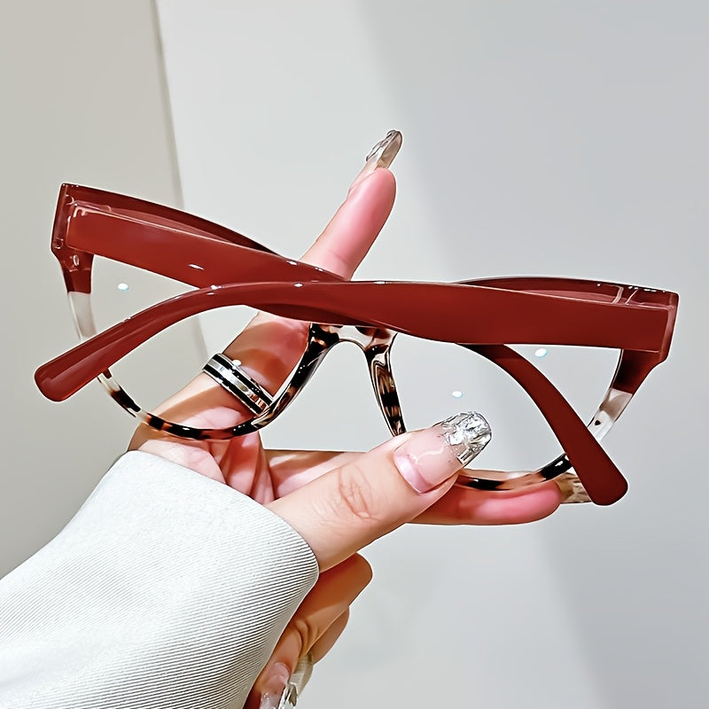 Cat Eye Reading Glasses with Metal Hinge and Color Block Design +1.0 to +4.0
