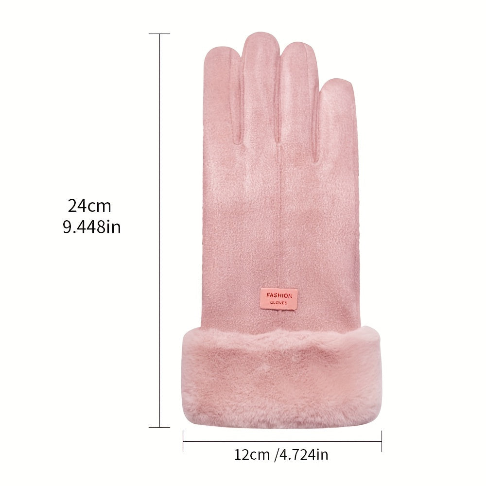 Velvet-Lined Split-Finger Gloves for Outdoor Activities and Casual Sports