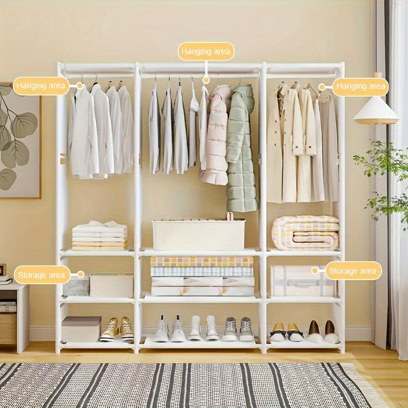 Organizador de armario de acero inoxidable con estantes y espacio de almacenamiento cerrado