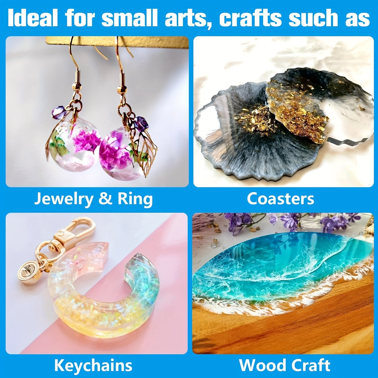 Crystal Clear Epoxy Resin Kit for Jewelry Art Crafts Wood Projects Bubbles Free