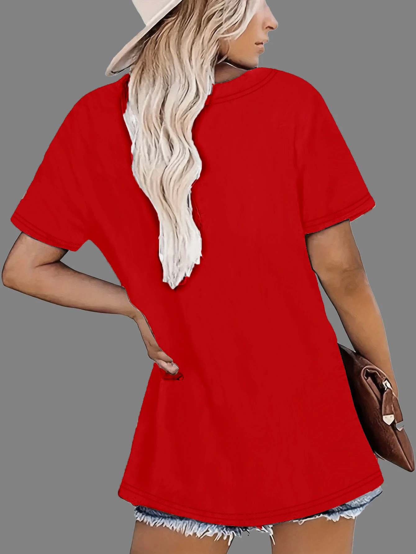 Plus Size Women's White Heart Shaped Graphic T-Shirt Casual Summer Top