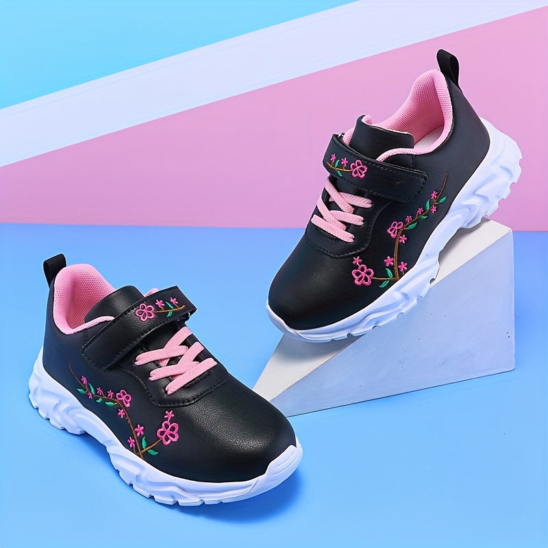 Girls' Casual Sports Shoes with Embroider Flowers Low Top EVA Sole