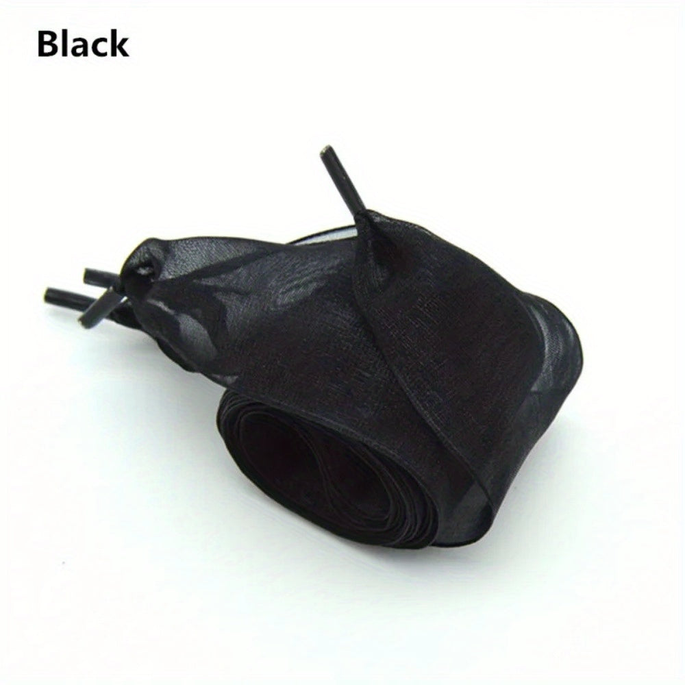 Unisex Transparent Chiffon Flat Shoelaces 2.5cm Widened Wide Bow