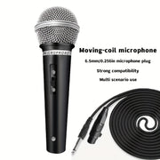 Wired Handheld Dynamic Microphone with 6.35mm Jack for Karaoke Speech Streaming Black