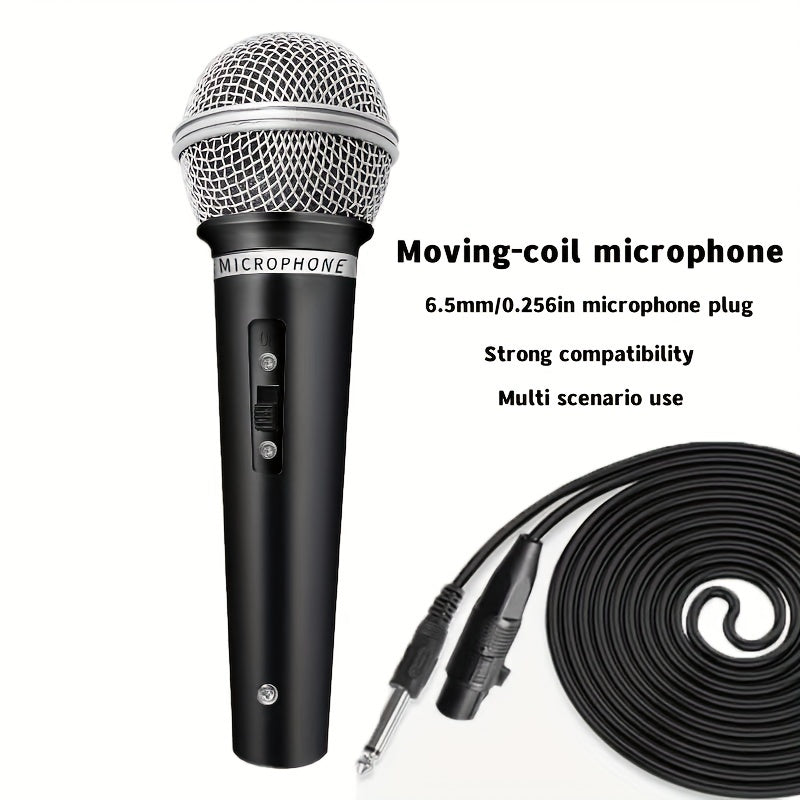 Wired Handheld Dynamic Microphone with 6.35mm Jack for Karaoke Speech Streaming Black
