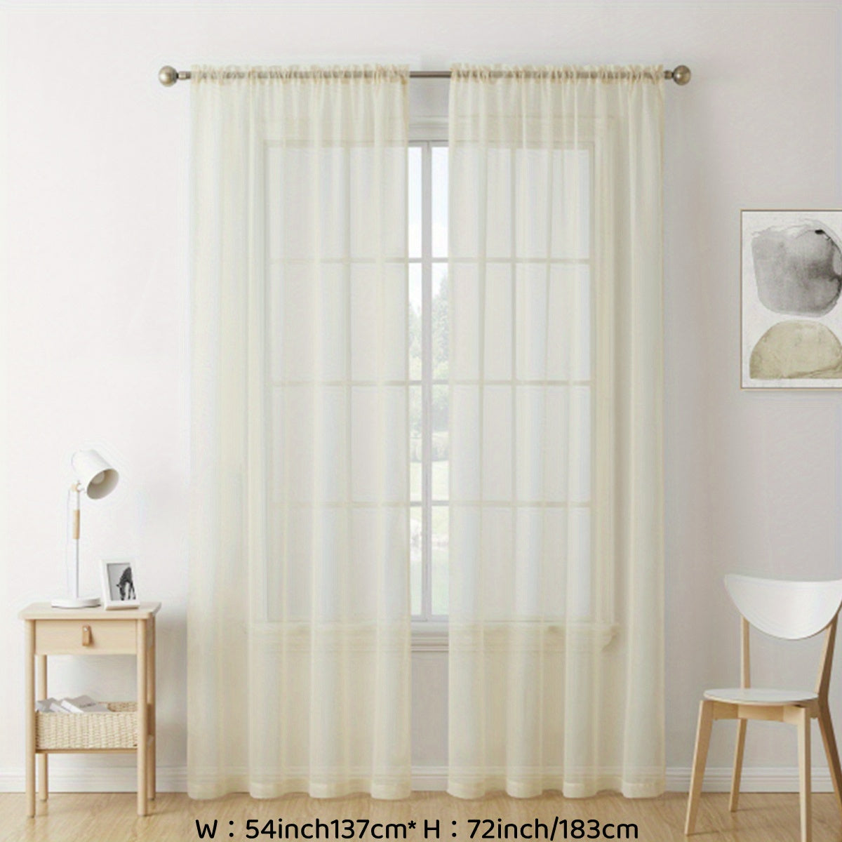 Sheer Voile Curtain Panels for Living Room Bedroom Kitchen Semi-Transparent Polyester