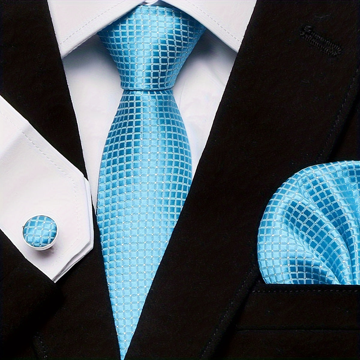 Elegant Paisley Stripe Tie Set with Pocket Square and Cufflinks for Weddings and Formal Events