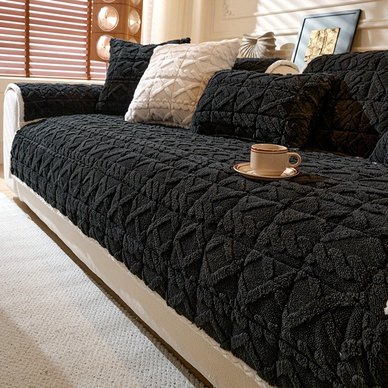 Пушистый чехол для дивана, подходящий для 1-4 человек, устойчивый к пятнам и моющийся в машине