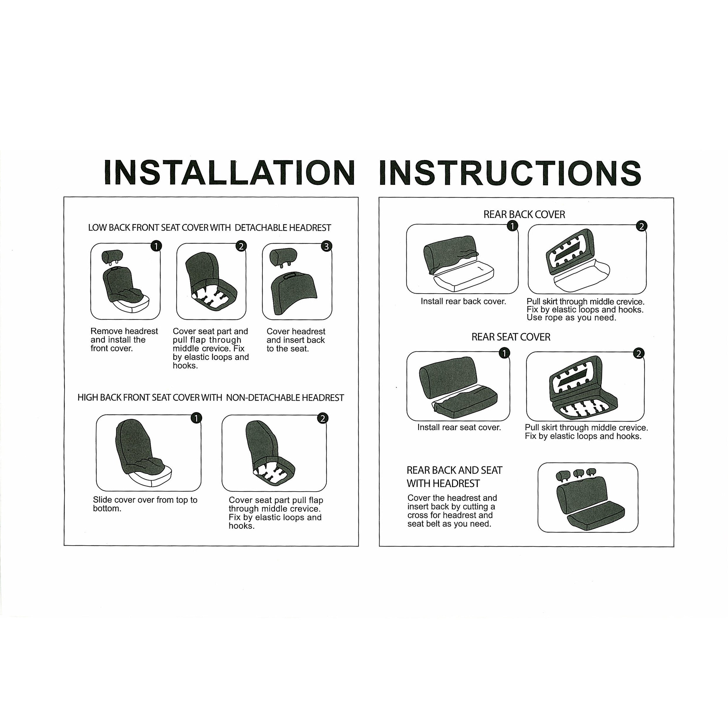 Car Seat Covers All-Season Leather Protector Set Front Rear Easy-Clean