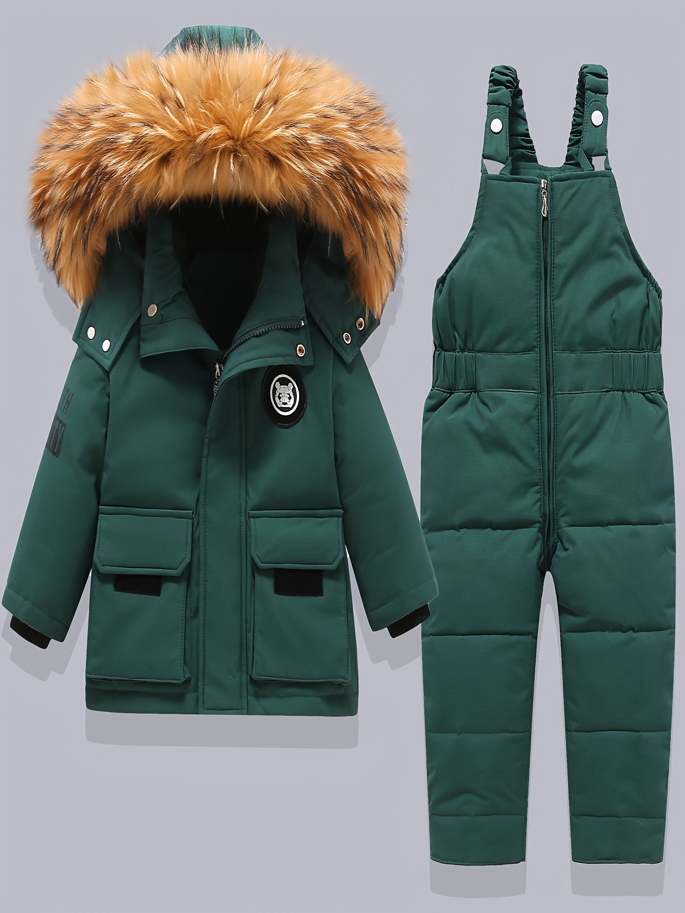 Bolalar Qish 2 ta qismli to'plami: Qizlar uchun kaputli pastki kurtka va pushti shimlar, o'rdak jun bilan to'ldirilgan, odatdagi moslik, cho'zilmaydigan polyester, to'qilgan mato, ochiq havoda faoliyatlar uchun ideal.