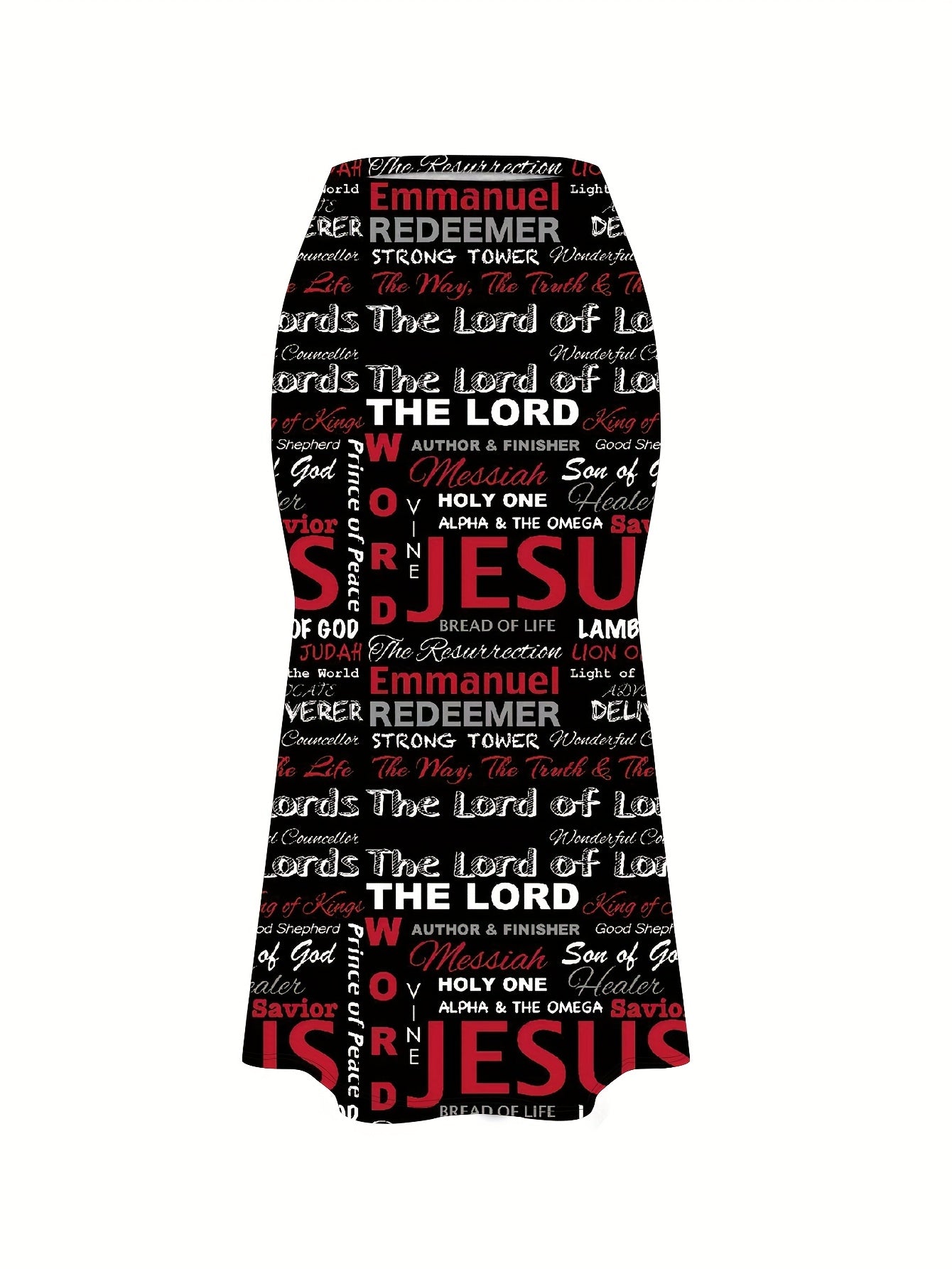Plus-Size Mermaid Skirt Casual Jesus Letter Print All Seasons