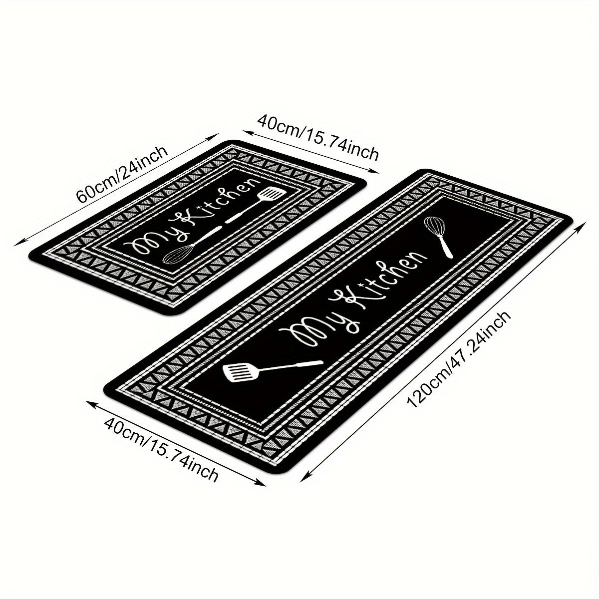 Kitchen Mat Anti-Slip Absorbent Washable Runner Rug for Hallway Laundry 2 Pieces
