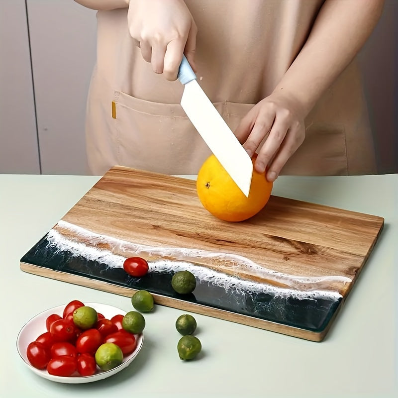 Wavy Resin Acacia Wood Cutting Board for Fruits Vegetables Kitchen Decor