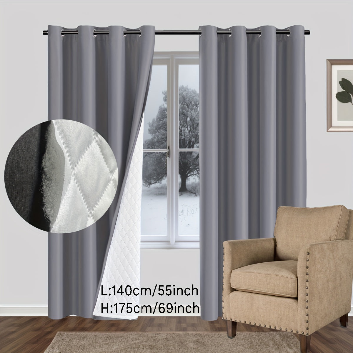 Thickened Soundproof Windproof Curtain Panels for Modern Home Door or Room Divider
