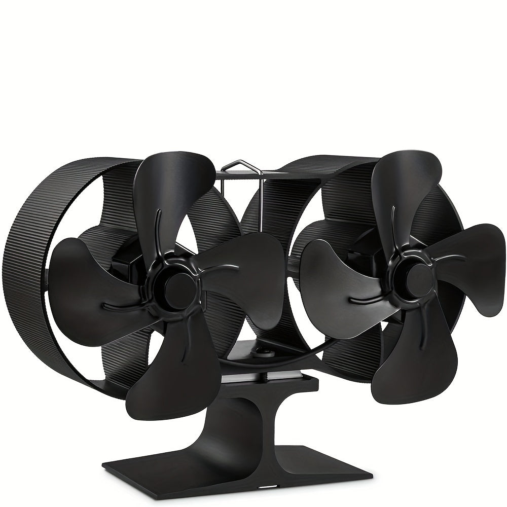 Wood Stove Fan Dual Motors Double-Headed Heat-Powered Fireplace Fan for Wood Gas Log Burners