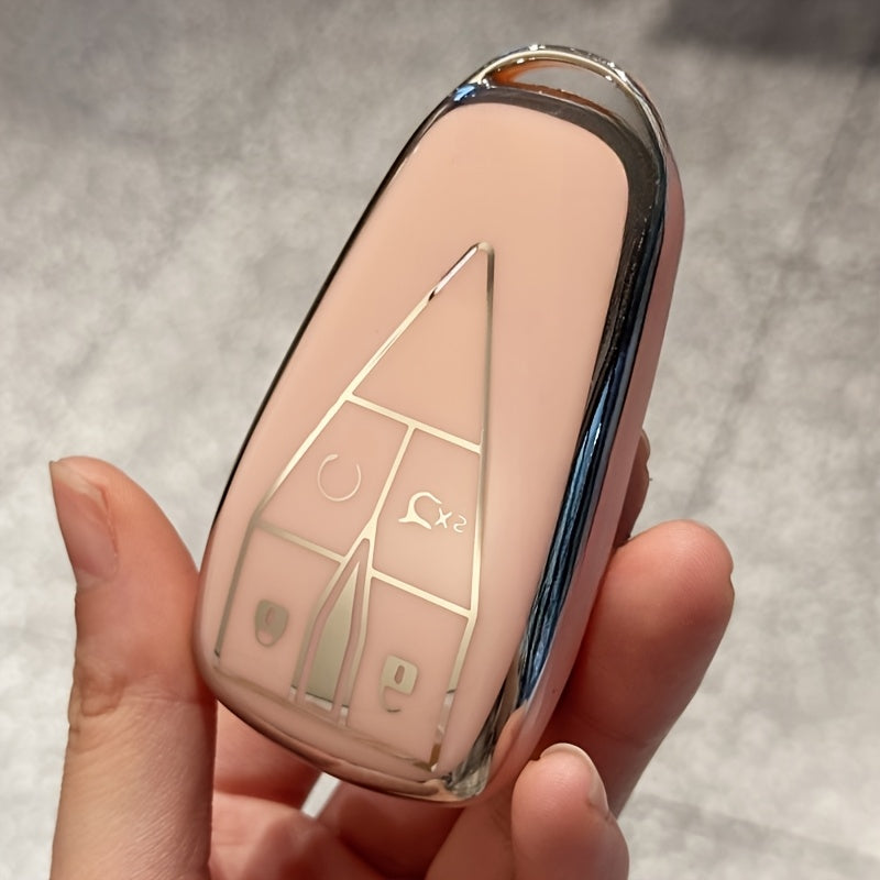 Universal Car Key Fob Cover TPU Protective Case Transparent Buttons Stylish White