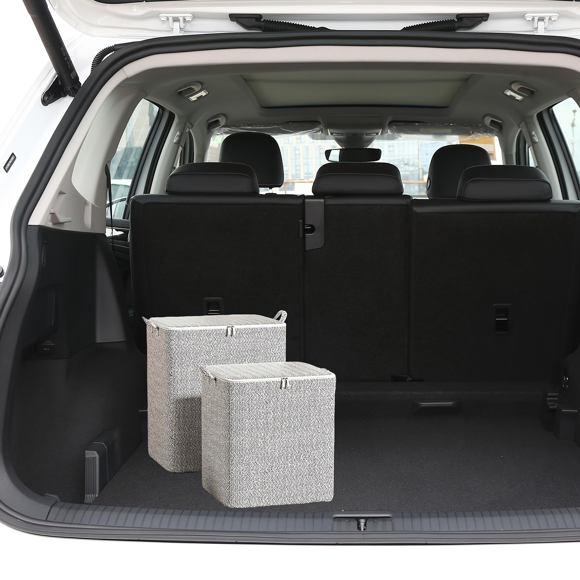 Large Folding Car Trunk Organizer with Zipper Durable Washable Fabric Storage