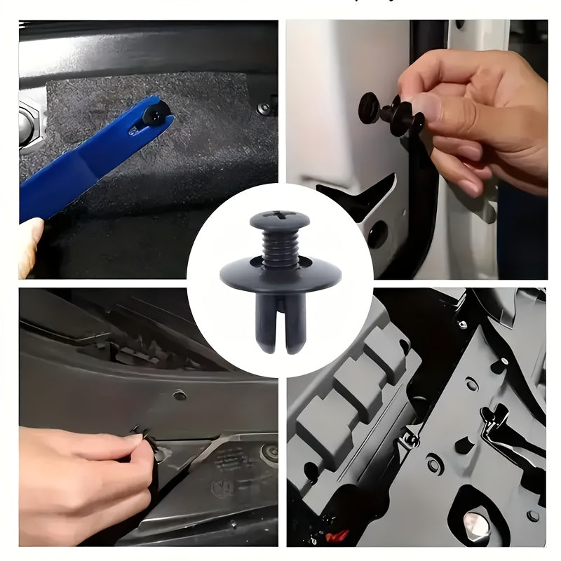 20/60/120pcs 8mm Black Plastic Rivets Car Bumper Fasteners Durable Clips