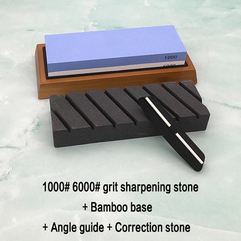 Ikki tomonlama qattiqlashtirish toshi, asos va burchak qoʻllanmasi bilan, pichoqni qattiqlashtiruvchi