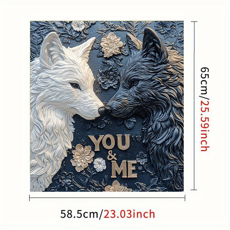 Romantik Boʻrdoq Juftligi Magnit bilan "Siz va Men" Gul Relief Sanʼati Suv oʻtkazmaydigan Muzlatgich Dekori 58.5x65 sm