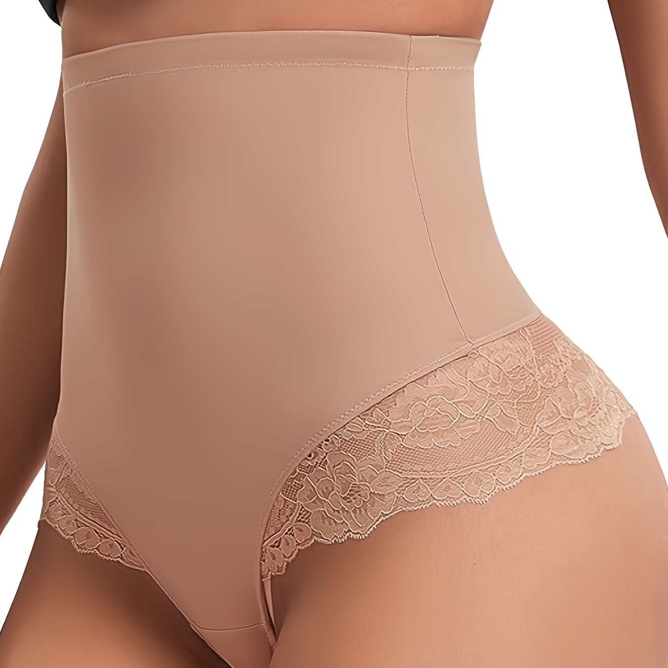 Tangas moldeadores de cintura alta para mujer, control de abdomen, ropa interior de compresión de encaje sólido