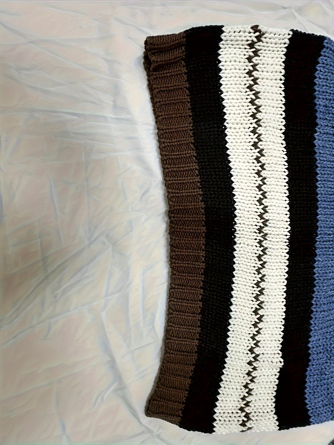 Women's Color Block Striped High Neck Sweater Long Sleeve Pullover