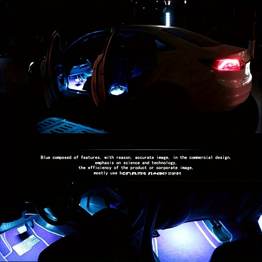 Luz ambiental RGB para coche, luz decorativa para el interior del suelo con sincronización musical