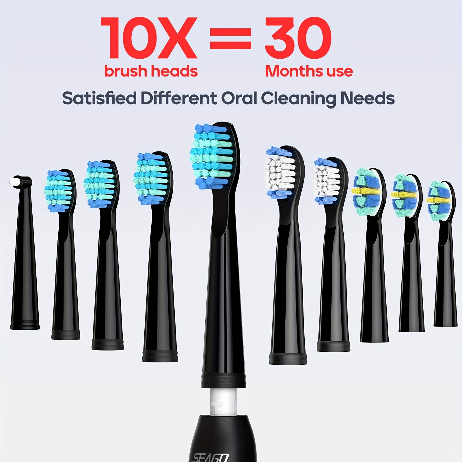 Kattalar uchun elektr tish cho'tkasi, Soniq vibratsiya, 10 ta cho'tka boshli qayta zaryadlanuvchi