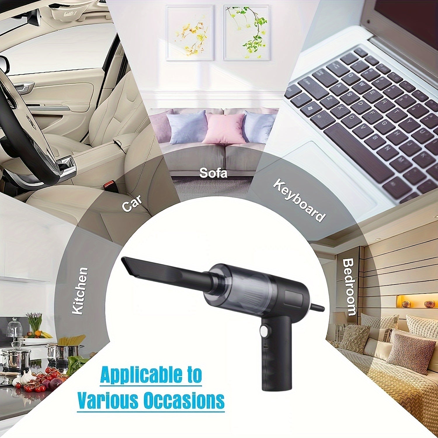 Portable Car Vacuum Cleaner with Accessories USB Rechargeable 200W Low Noise Suction