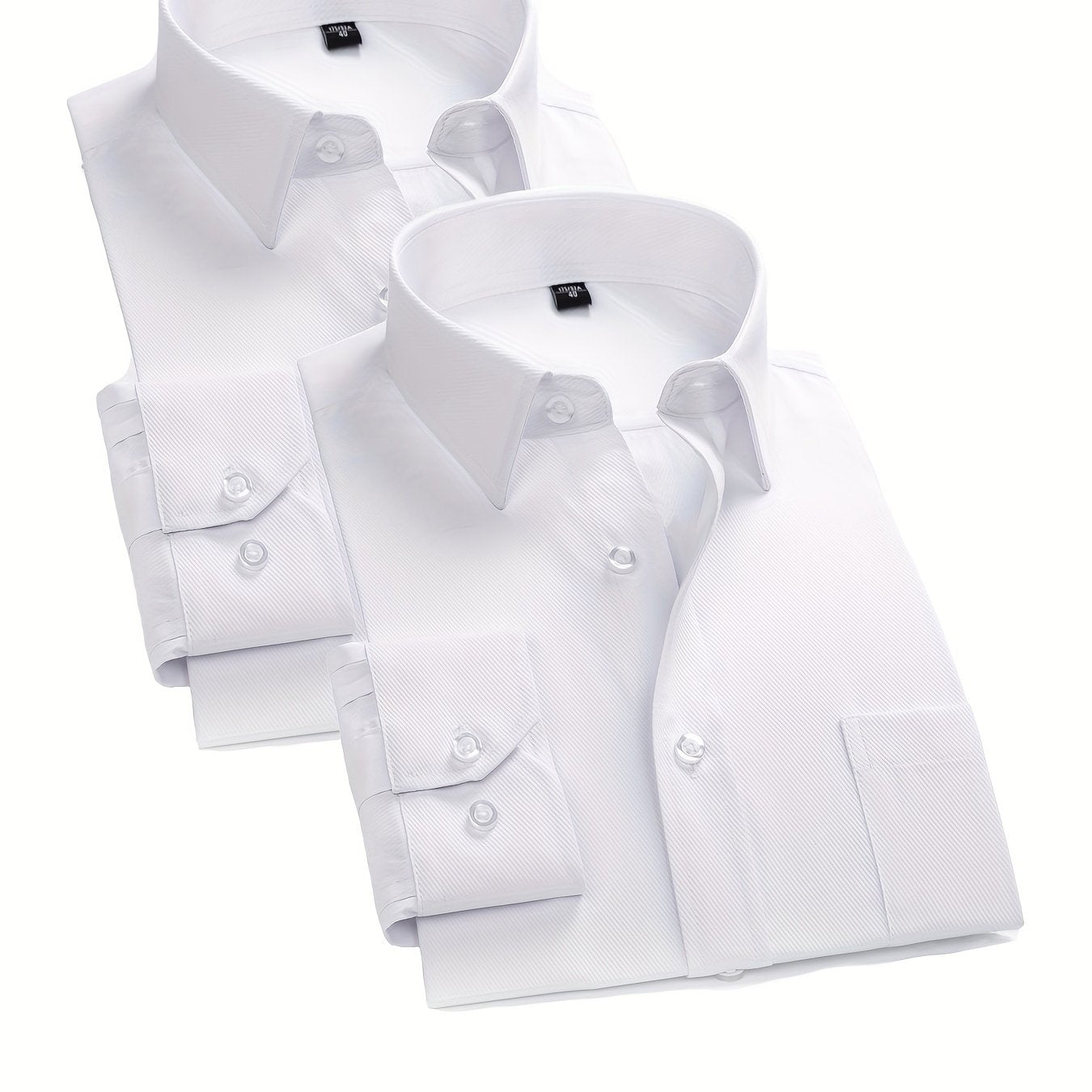 Men's Solid Color Long Sleeve Cotton Blend Shirt for Business Casual