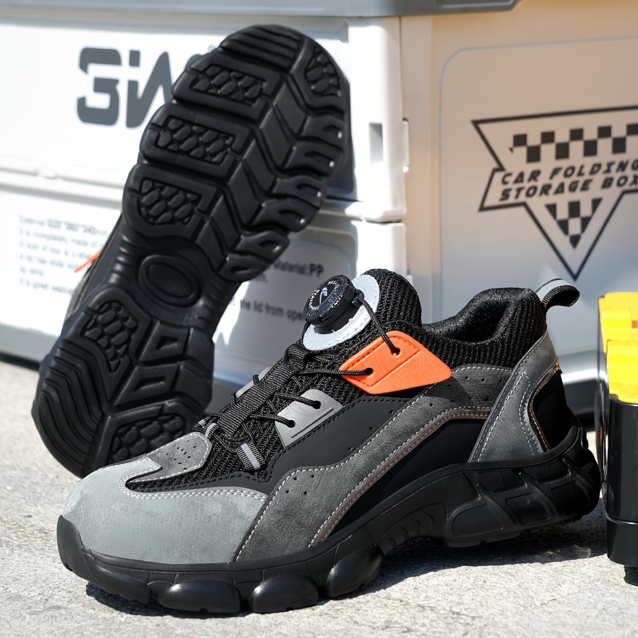 Steel Toe Work Shoes Breathable Puncture-Resistant Sole Fabric Upper for Construction Industrial Men Women