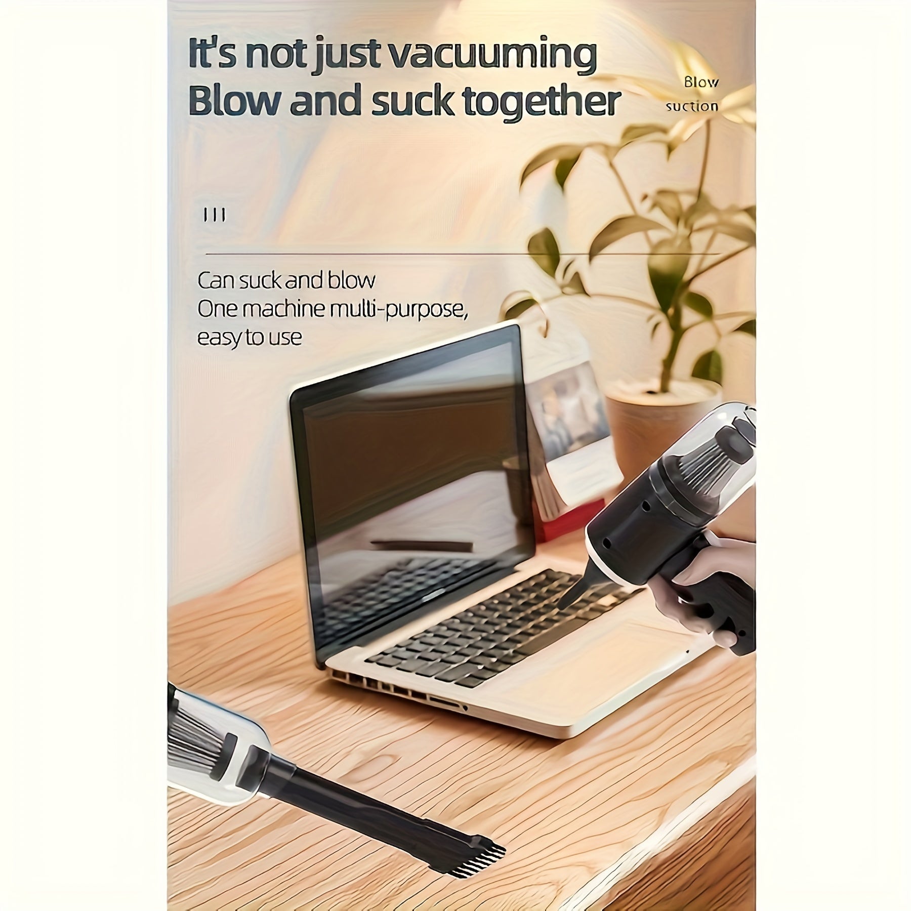 Cordless Portable Vacuum Cleaner Set with Twin Turbine, Rechargeable, Lightweight for Home and Car