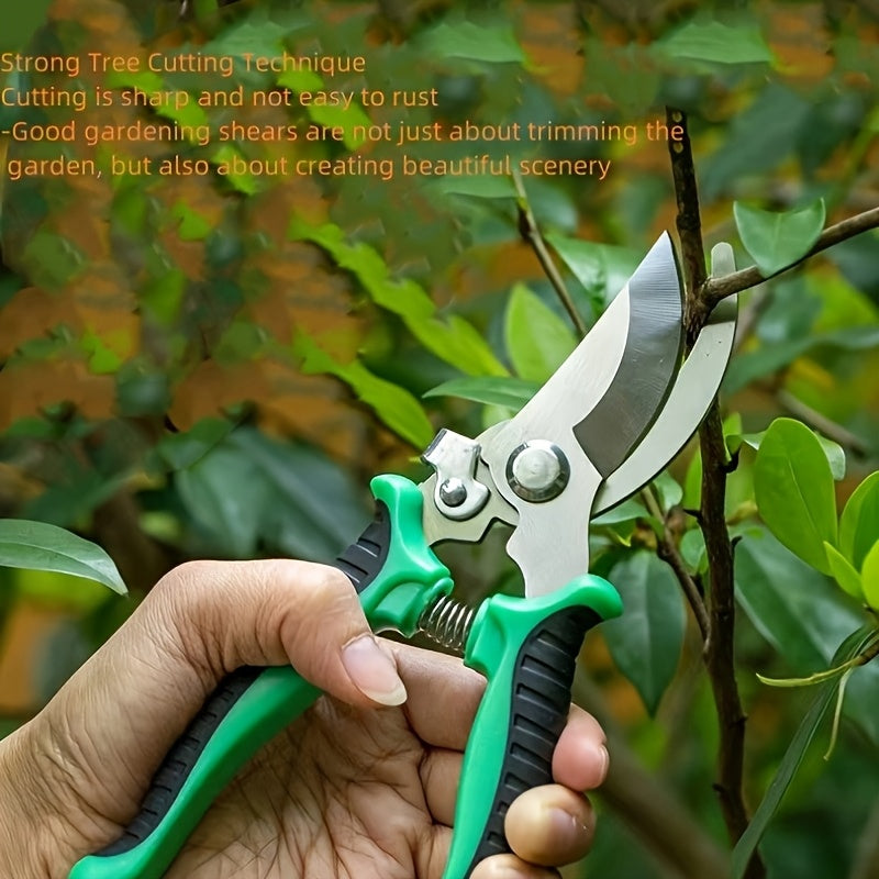 Stainless Steel Ergonomic Pruning Shears with Anti-Slip Grip for Gardening and Lawn Care