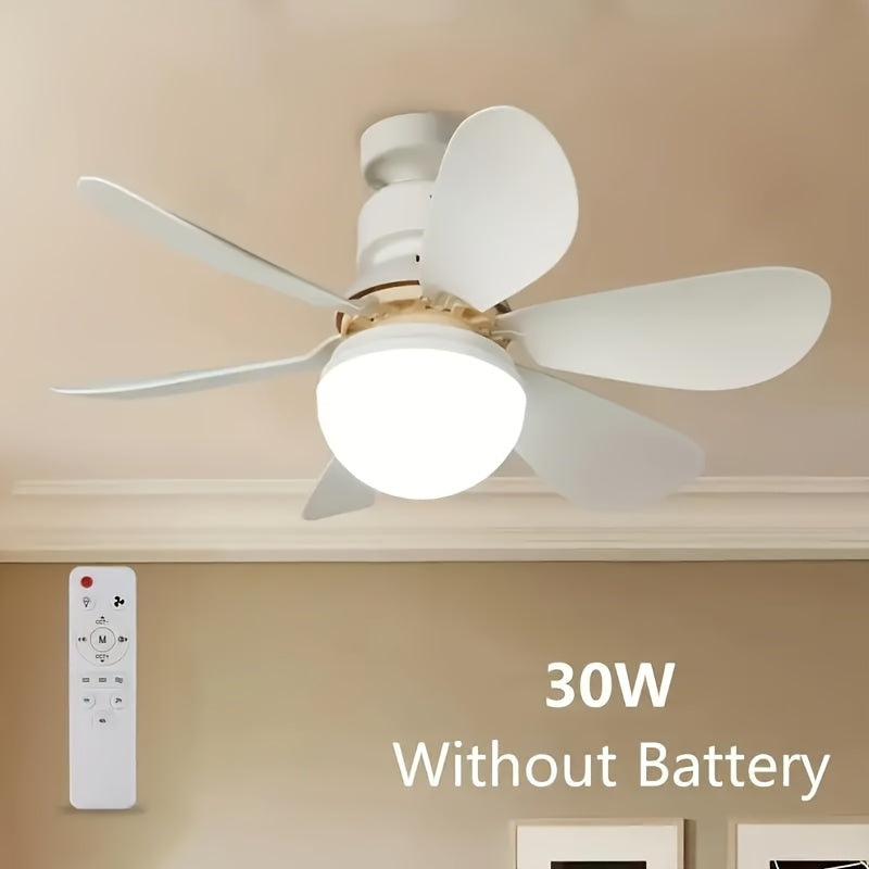 30W Smart Ceiling Fan with Light E27 Dimmable 3-Color Remote Control Quiet Modern