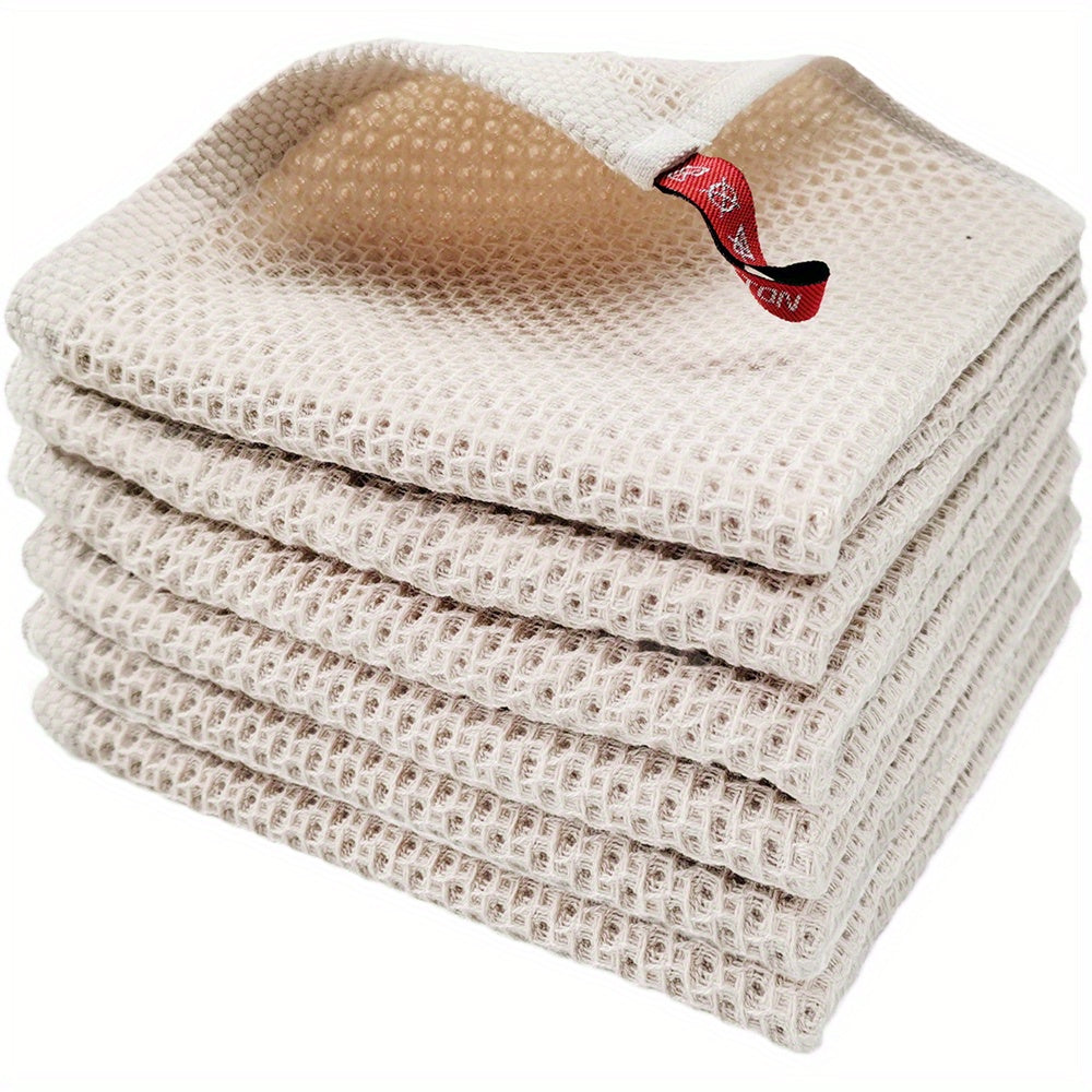 Juego de 6 paños de cocina de rejilla de waffle absorbente y reforzada para uso en cocina y restaurante